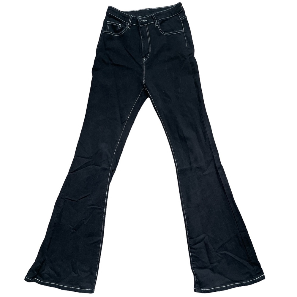 Black Flare Jeans | Flower Design